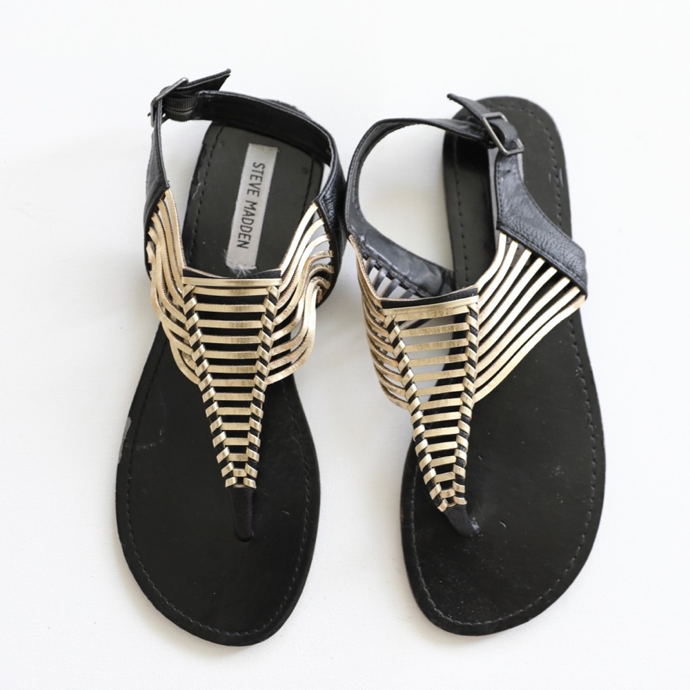 Black and Gold Steve Madden Flats